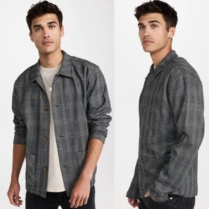 NWT Banks Journal Sussex Button Up Speckled Black Plaid Shirt Jacket Fleece XL